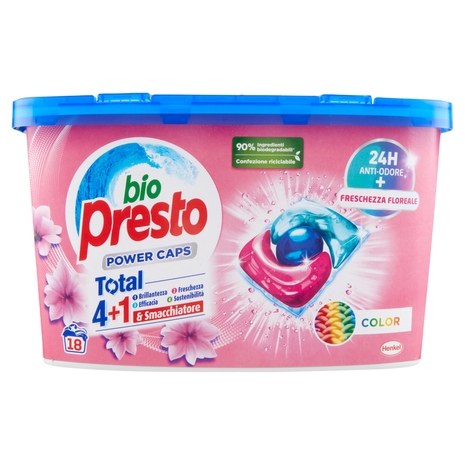 BIO PRESTO Power Caps Aromatherapy Sensazioni Floreali Orchidea Color 18 Lavaggi 18 x 12 g